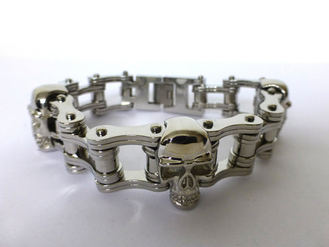 Silver Skull Chain Bracelet