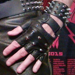 80's Metal - Leather Studded Fingerless Gloves