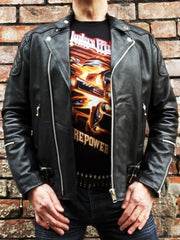 80's Metal Black Diamond 'Blade' Leather Jacket