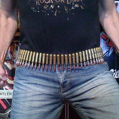 7.62 Copper Tipped Brass Bullet & Reversed Black Link Belt