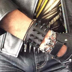 80's Metal - 3 Row Black Spike Wristband