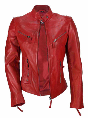 80's Metal Rock Chick 'Red Racer' Leather Jacket
