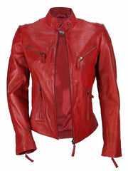 80's Metal Rock Chick 'Red Racer' Leather Jacket