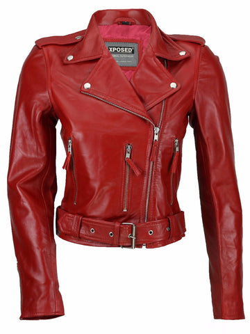 80's Metal Rock Chick 'Red Retro' Leather Jacket