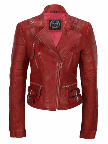 80's Metal Rock Chick 'Red Rocker' Leather Jacket