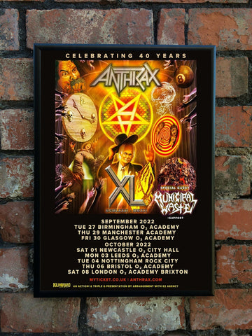 Anthrax 2022 '40 Years' UK Tour Poster