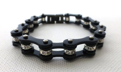 Black Crystal Roller Chain Bracelet
