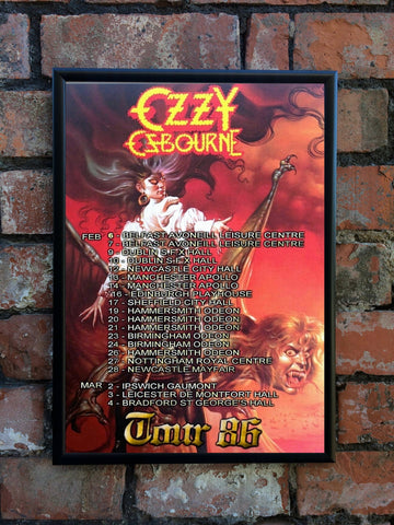 Ozzy Osbourne 1986 'Ultimate Sin' UK Tour Poster