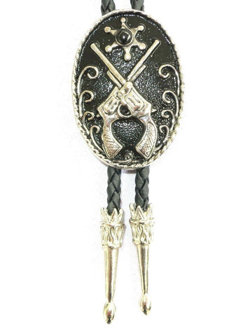 80's Glam - Silver Pistols Bootlace Tie