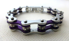 Silver & Candy Purple Crystal Roller Chain Bracelet