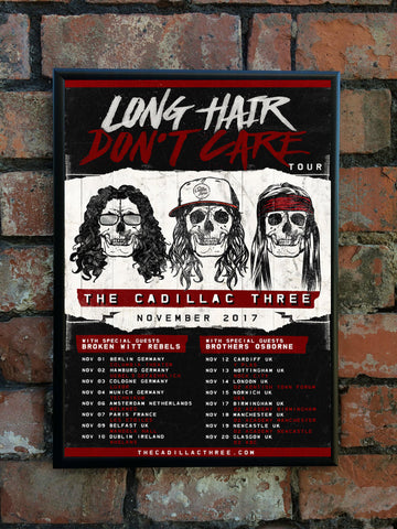 The Cadillac Three 2017 'Long Hair, Don't Care!' European Tour Poster
